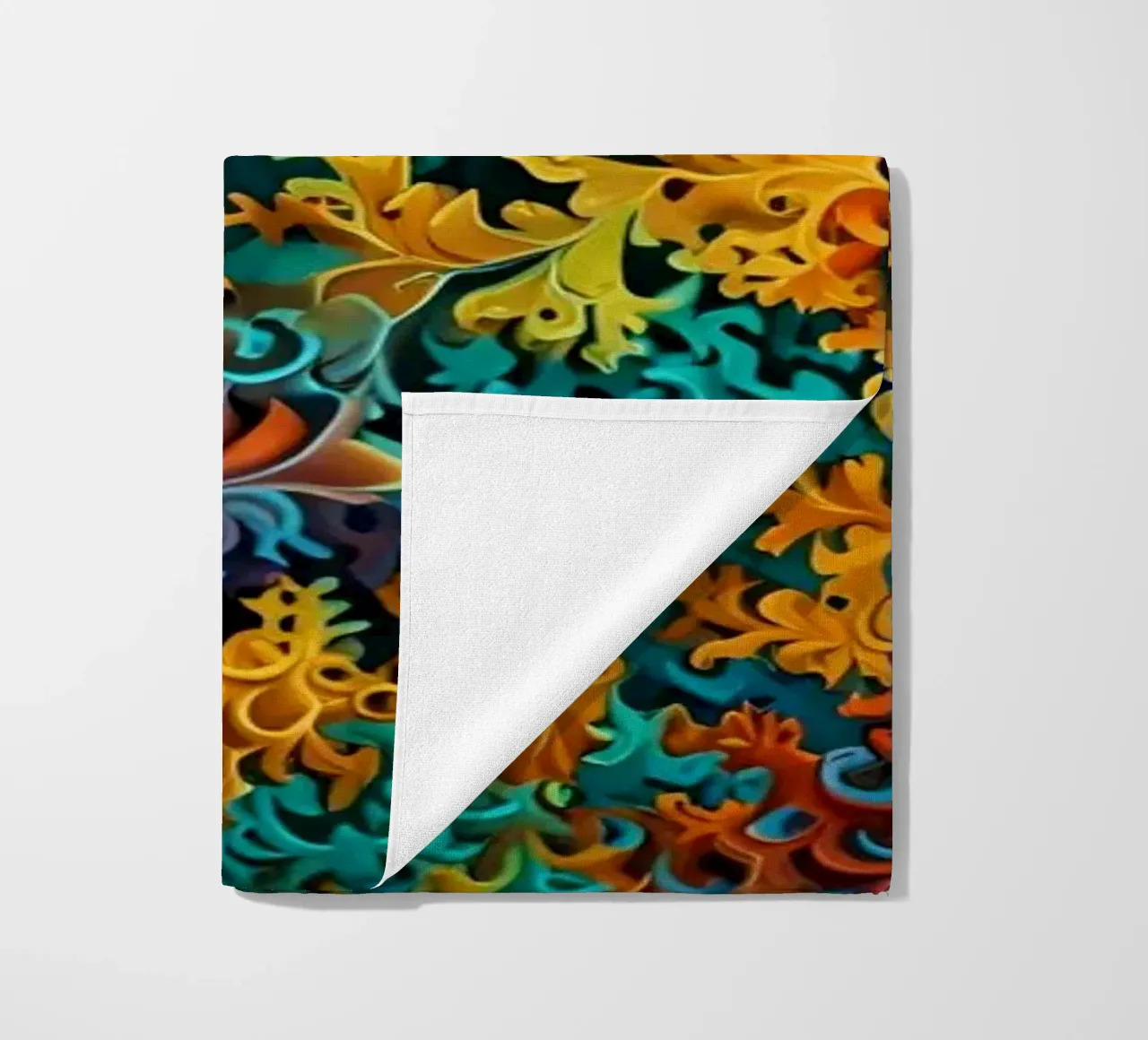 Colorful fractal design showcasing intricate patterns beach towel by DesignDoodle