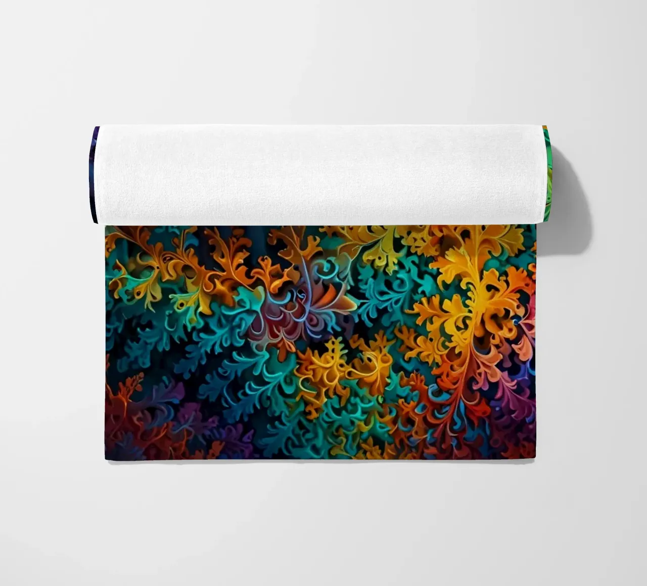 Colorful fractal design showcasing intricate patterns beach towel by DesignDoodle