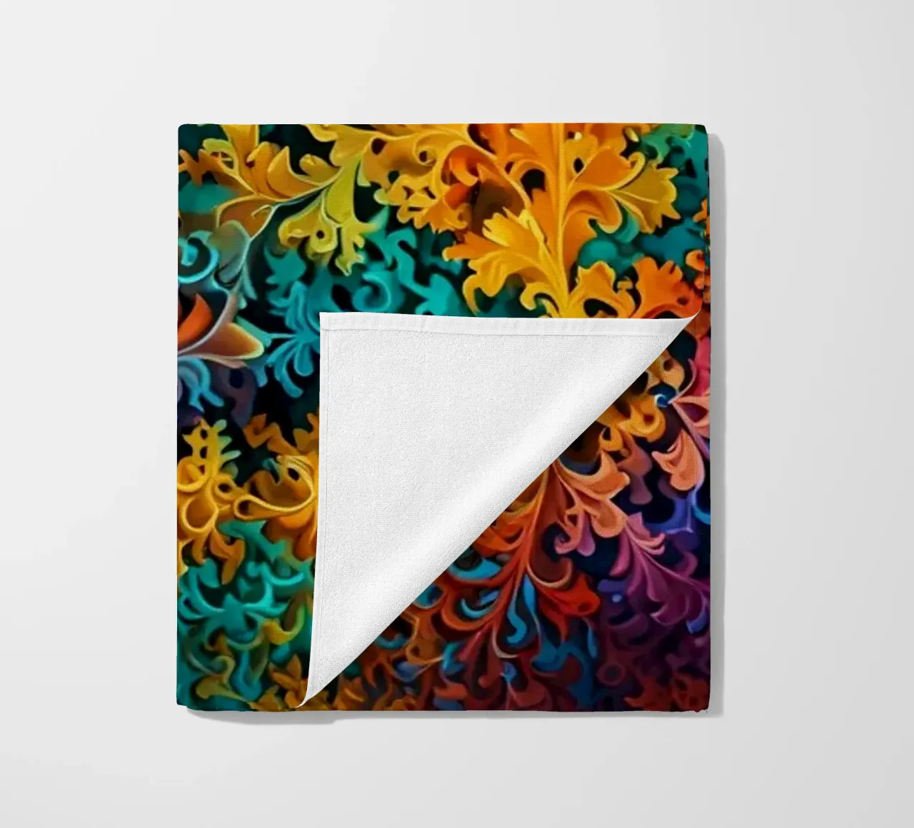 Colorful fractal design showcasing intricate patterns beach towel by DesignDoodle