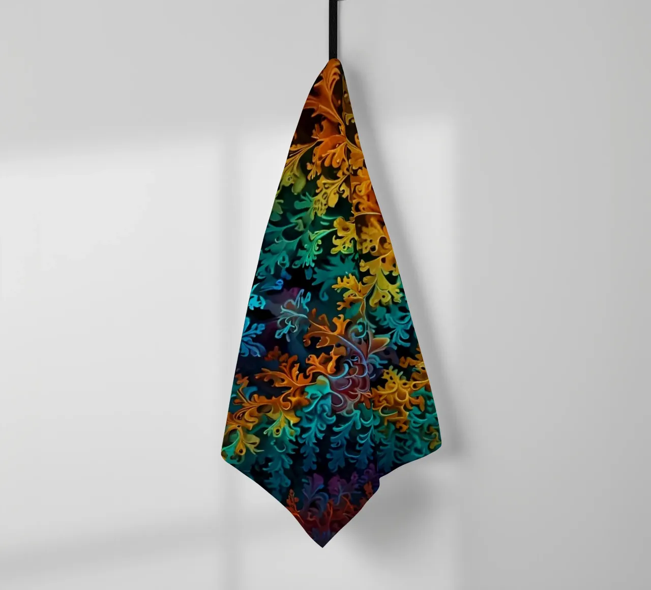Colorful fractal design showcasing intricate patterns tea towel by DesignDoodle