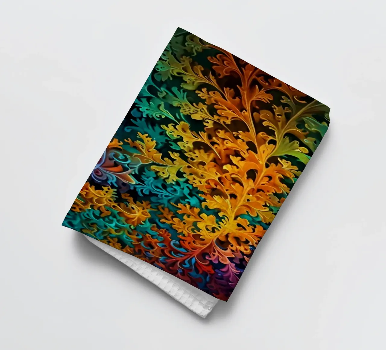 Colorful fractal design showcasing intricate patterns tea towel by DesignDoodle