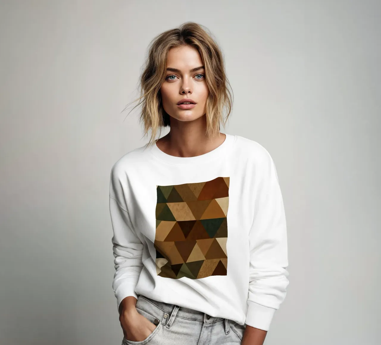 Un motif géométrique de triangles dans des tons terreux arrangés sweat de DesignDoodle