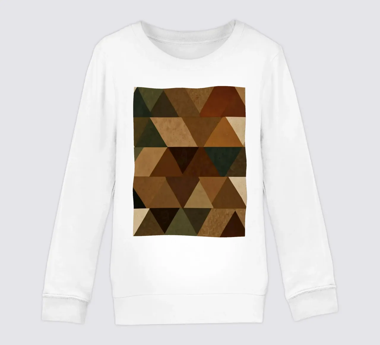 Un motif géométrique de triangles dans des tons terreux arrangés sweat enfant de DesignDoodle