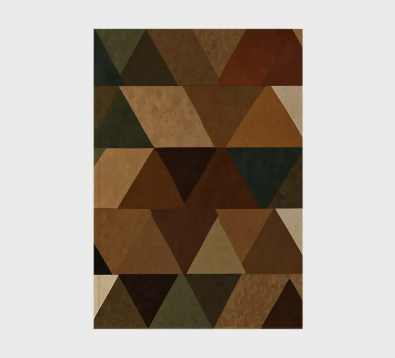 A geometric pattern of triangles in earthy tones arranged notebook by DesignDoodle