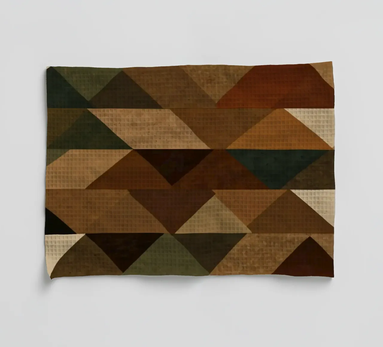 Un motif géométrique de triangles dans des tons terreux arrangés torchon de DesignDoodle