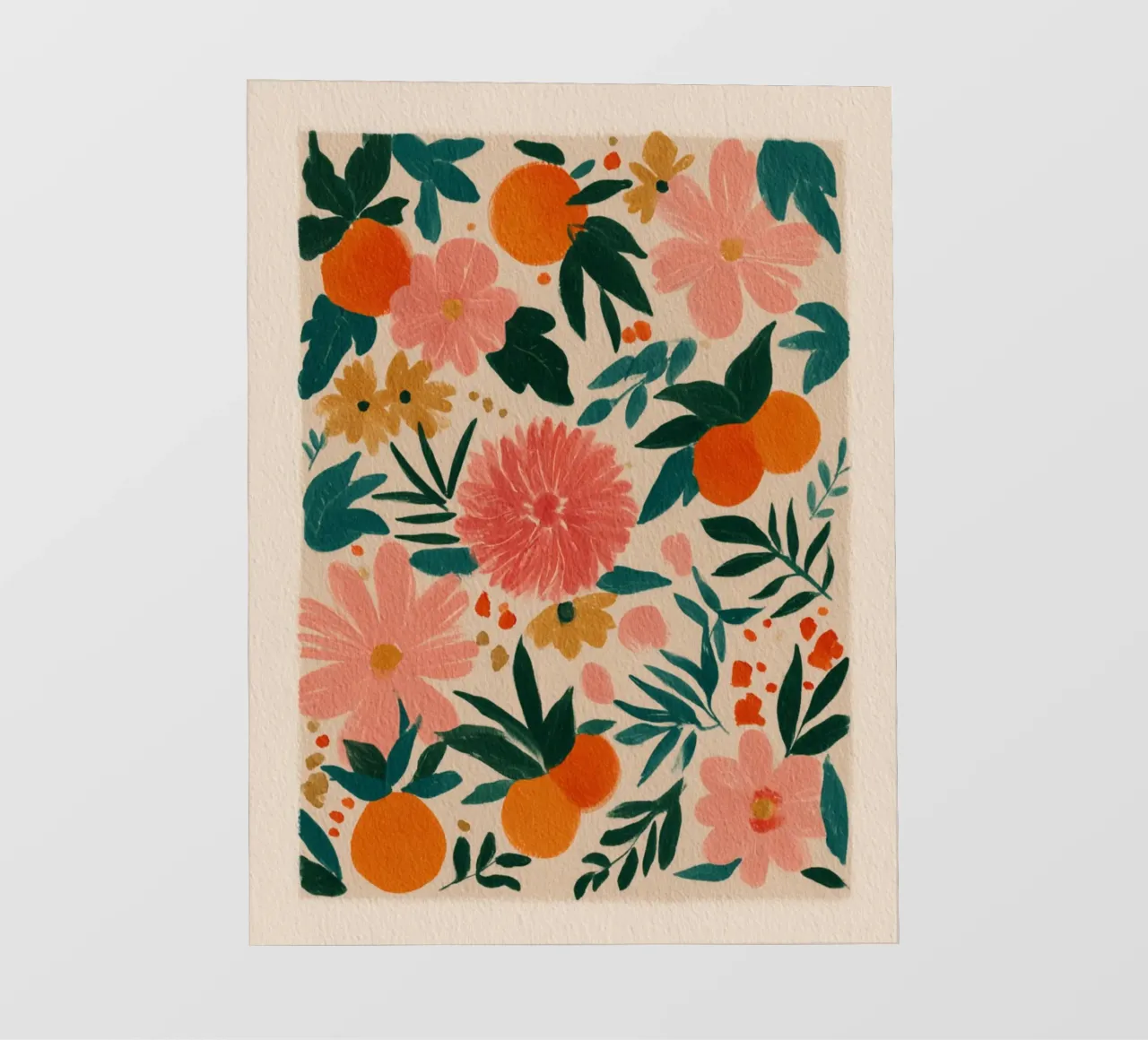 Botanical Abstract Oranges and Blossoms photo wallpaper by Gypsy Galleria