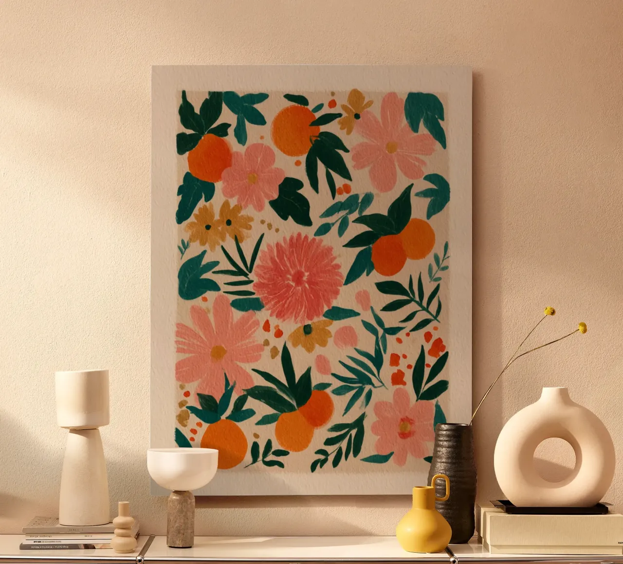 Botanical Abstract Oranges and Blossoms alluminio dibond da Gypsy Galleria