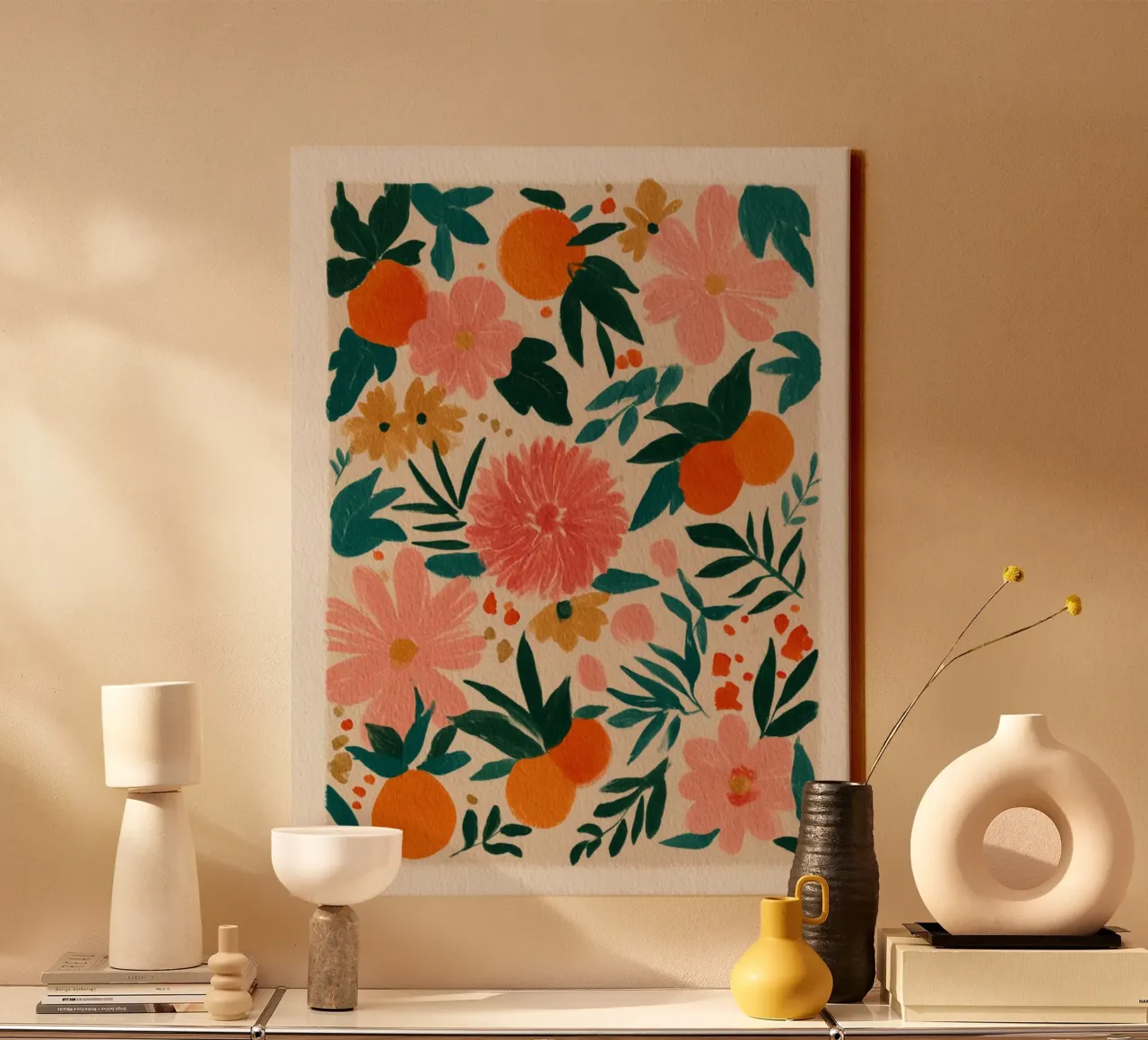Botanical Abstract Oranges and Blossoms canvas by Gypsy Galleria