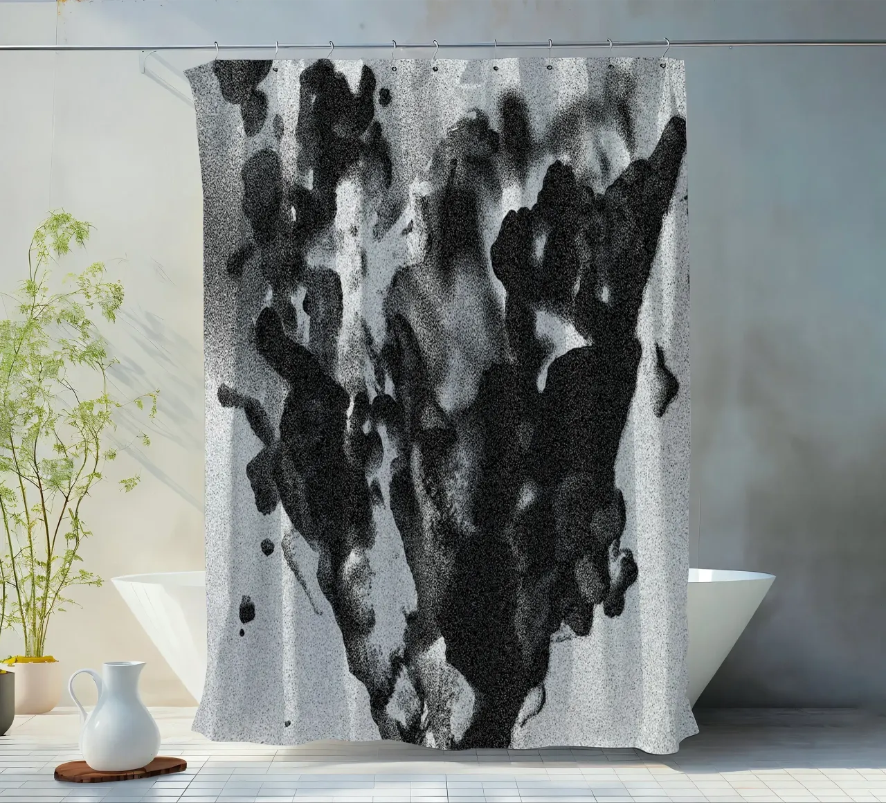 Solid Smoke shower curtain by Khyati Trehan