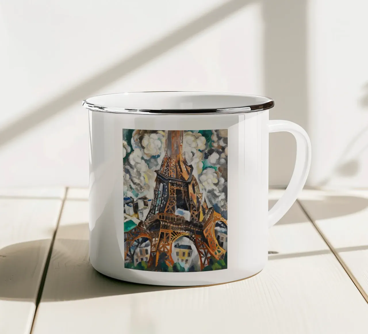 La Torre Eiffel di Robert Delaunay tazza in smalto da Venus Art