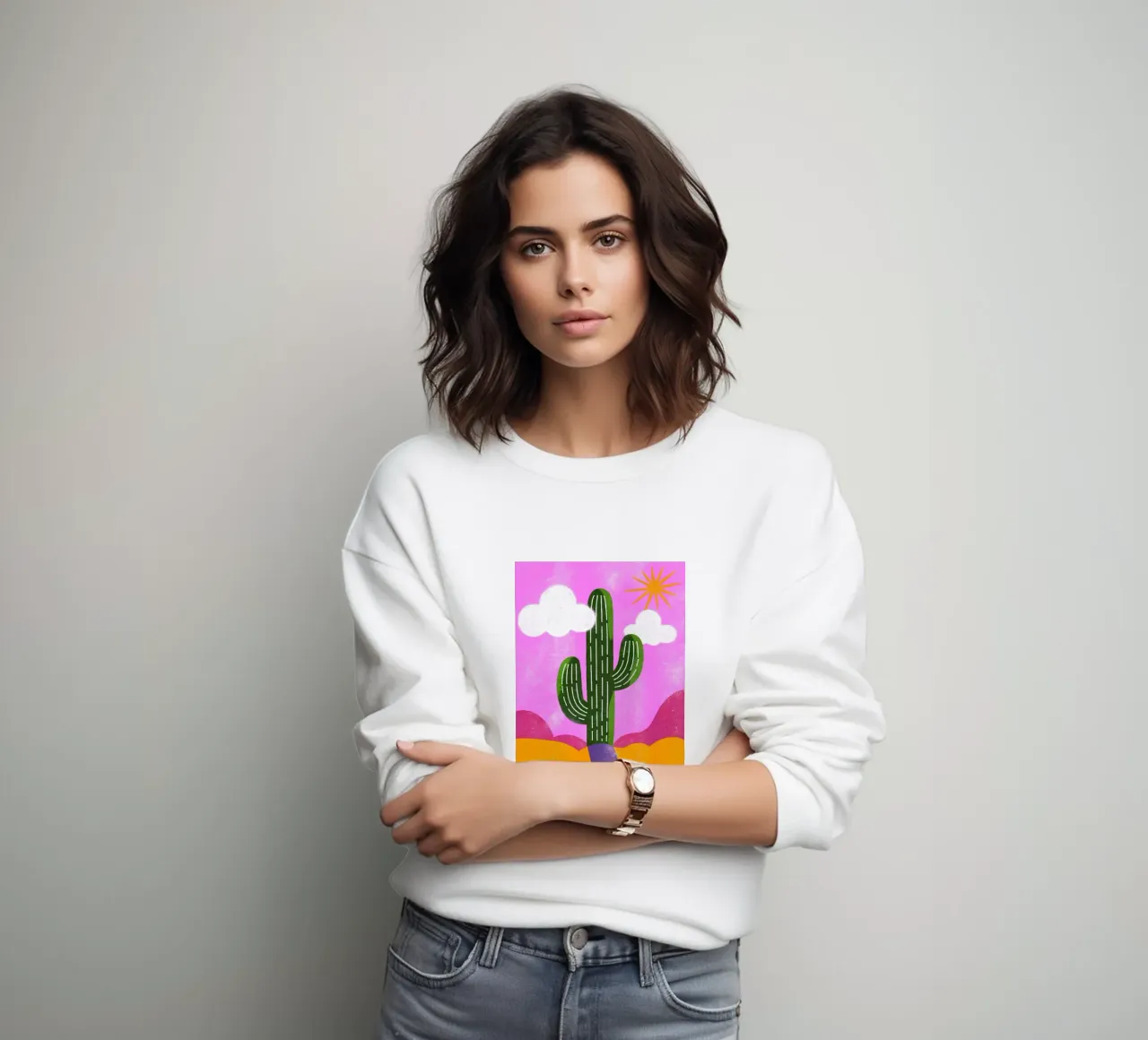 Cactus e sole Retro Pop felpa da THE LATEST SHOP