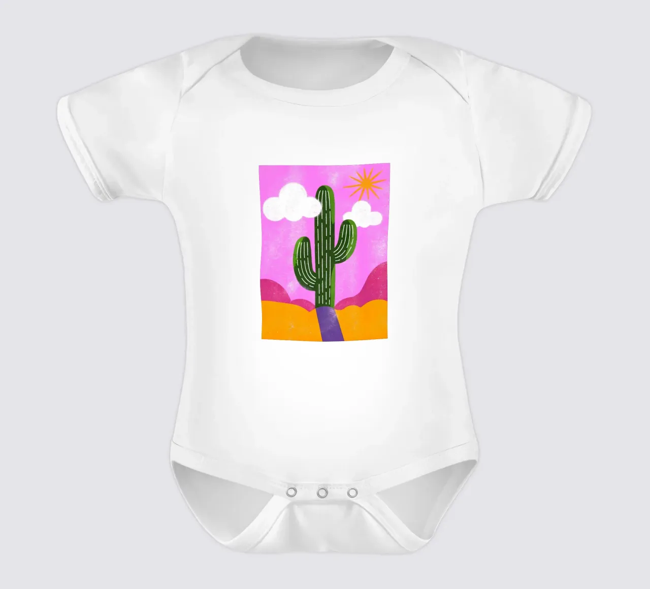 Cactus e sole Retro Pop body neonato maniche corte da THE LATEST SHOP