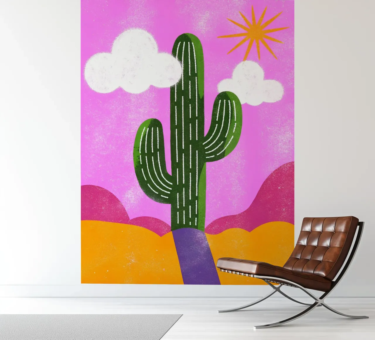 Kaktus und Sonne Retro Pop Fototapete von THE LATEST SHOP