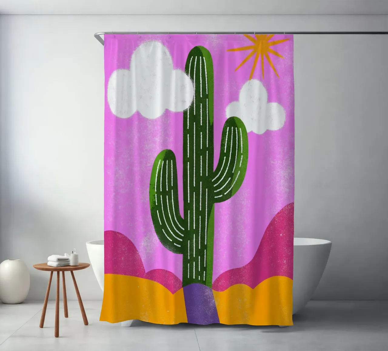 Cactus e sole Retro Pop tenda da doccia da THE LATEST SHOP