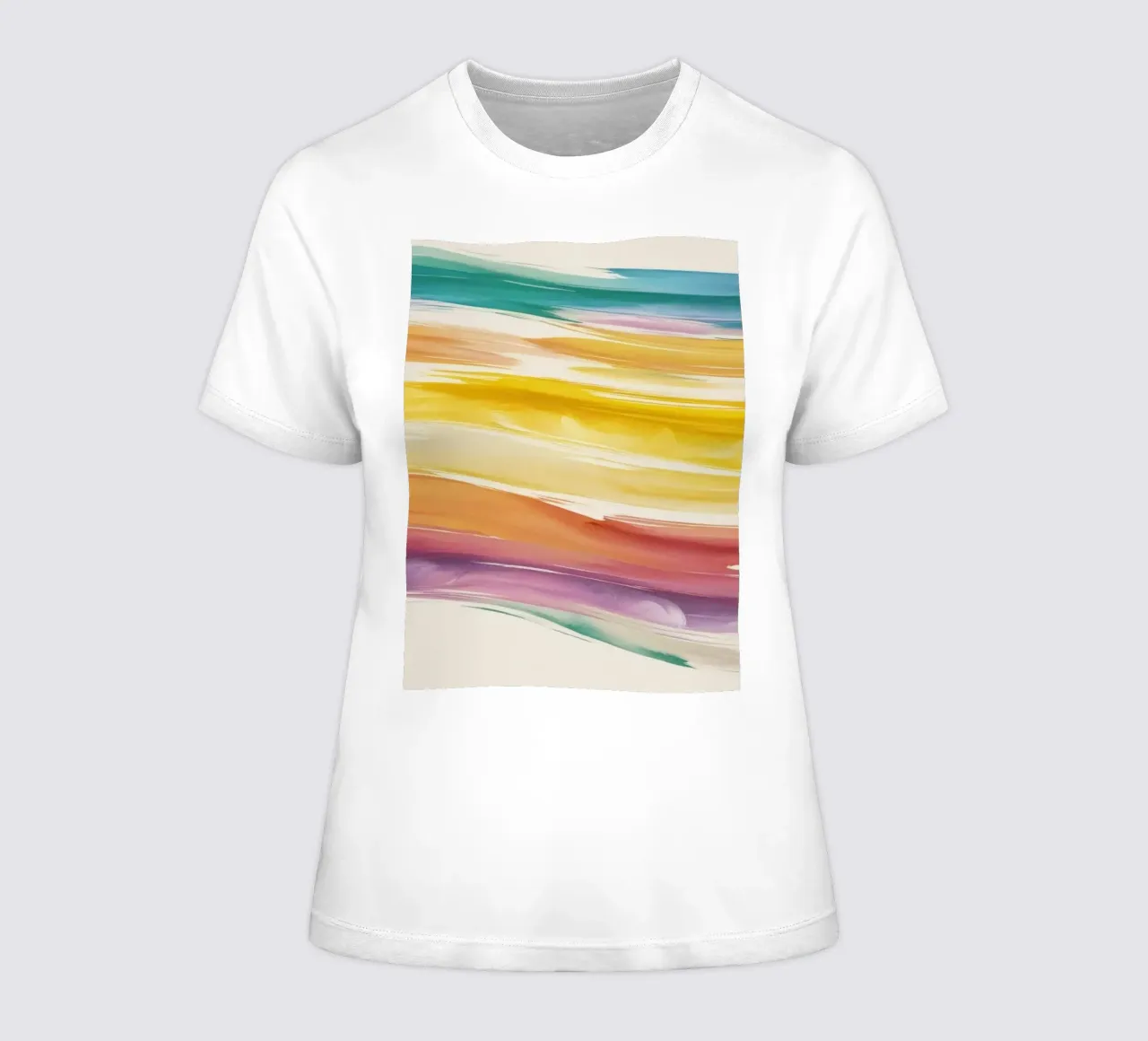 Bunte abstrakte Aquarellwellen in warmen Tönen Frauen T-Shirt von DesignDoodle