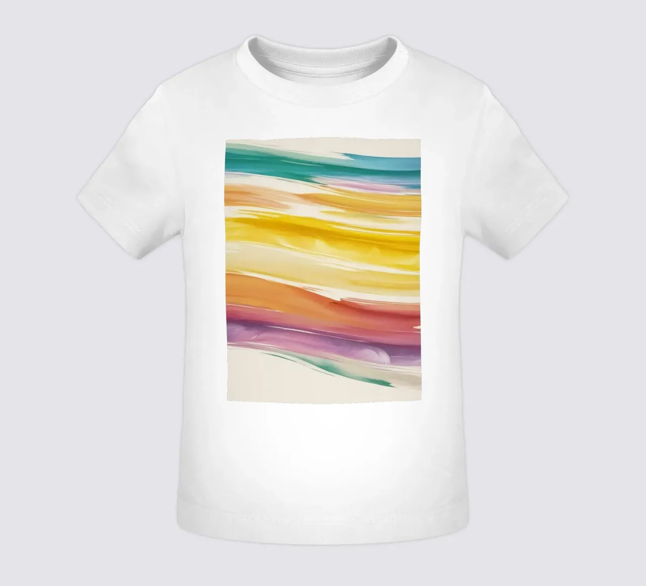 Colorful abstract watercolor waves in warm tones baby t-shirt by DesignDoodle