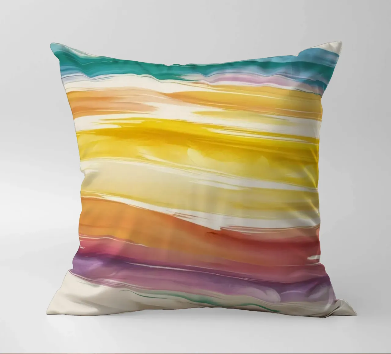 Onde colorate astratte ad acquerello dai toni caldi cuscino da DesignDoodle