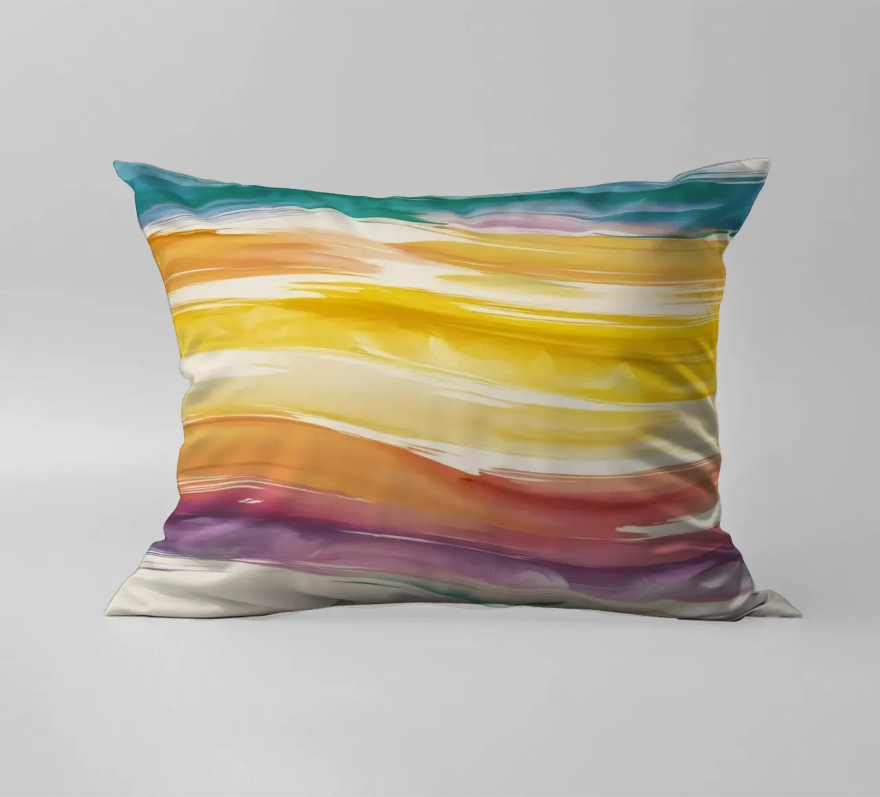 Onde colorate astratte ad acquerello dai toni caldi cuscino da DesignDoodle