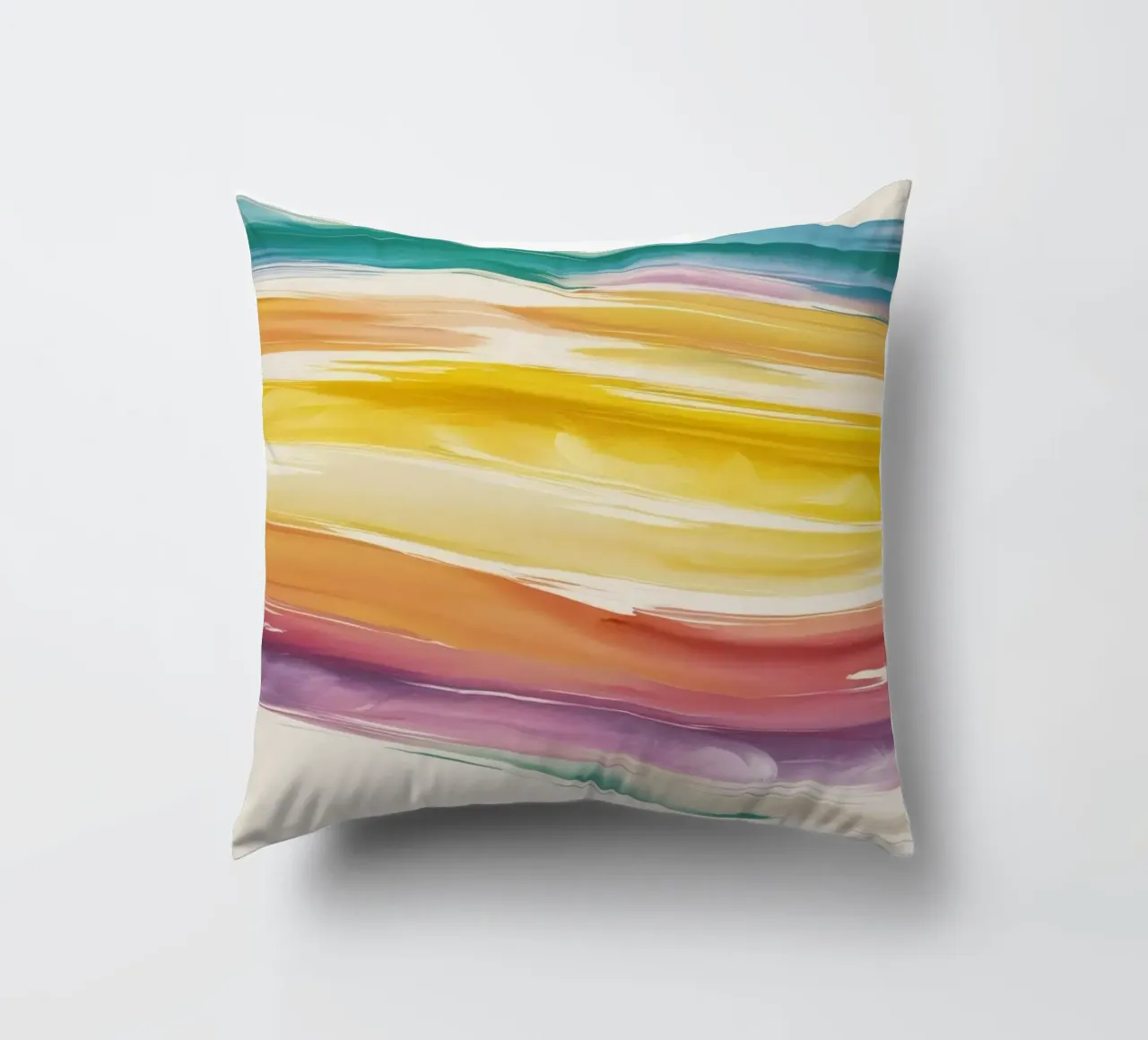Onde colorate astratte ad acquerello dai toni caldi cuscino da DesignDoodle