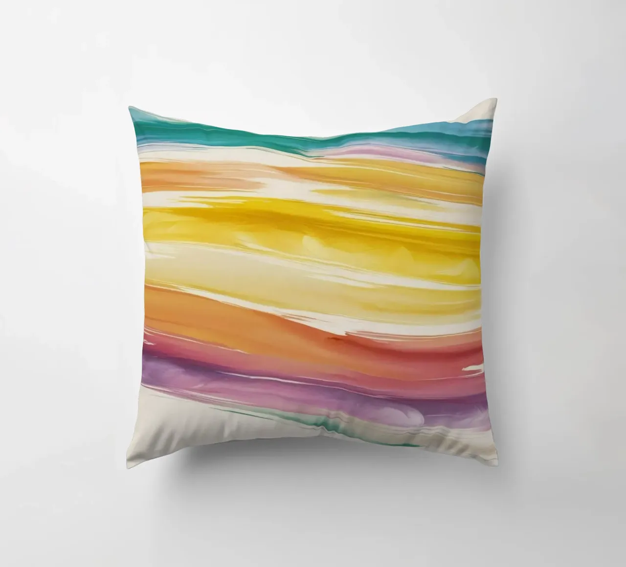 Onde colorate astratte ad acquerello dai toni caldi cuscino da DesignDoodle