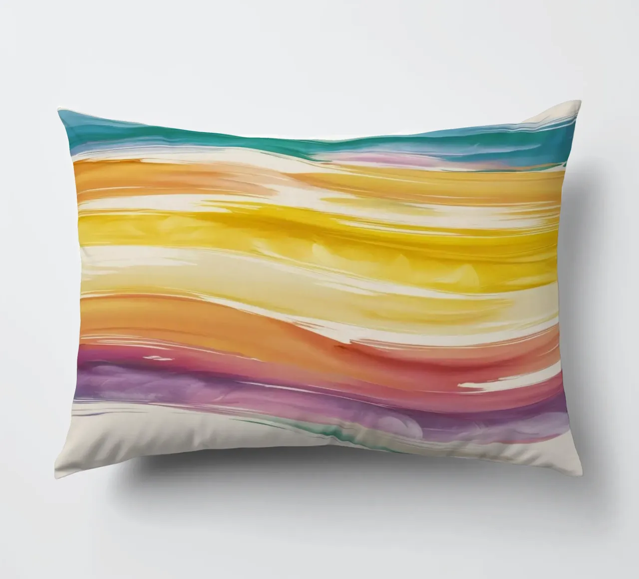 Onde colorate astratte ad acquerello dai toni caldi cuscino da DesignDoodle
