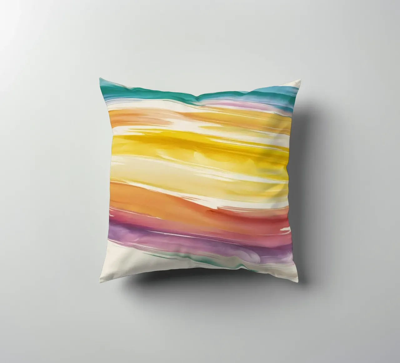 Onde colorate astratte ad acquerello dai toni caldi cuscino da DesignDoodle