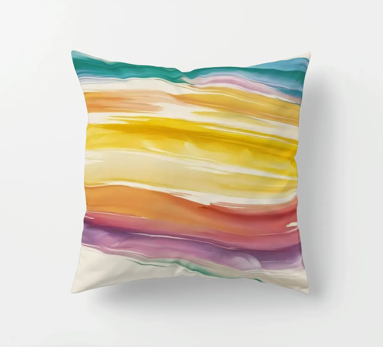 Onde colorate astratte ad acquerello dai toni caldi cuscino da DesignDoodle