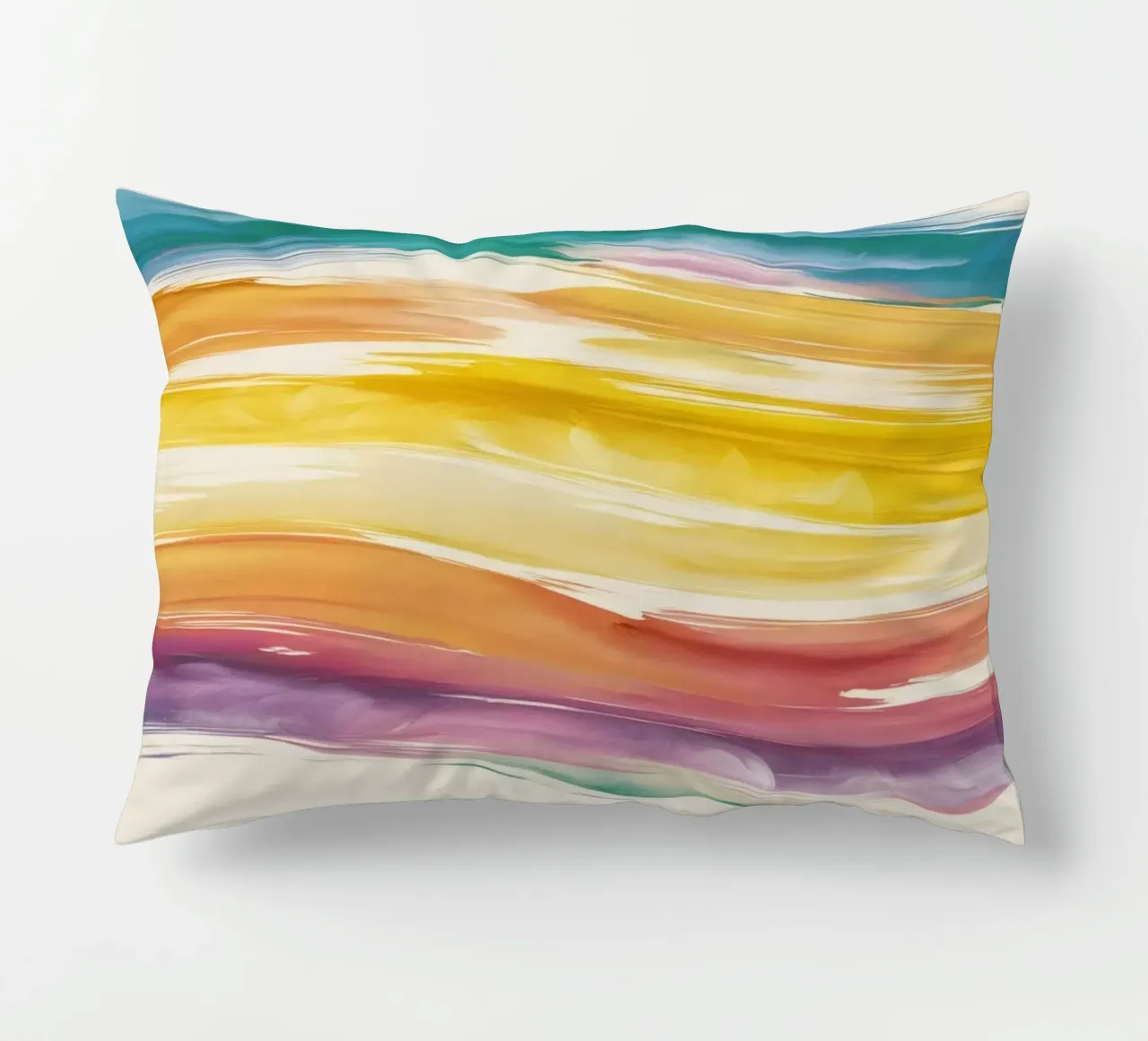 Onde colorate astratte ad acquerello dai toni caldi cuscino da DesignDoodle