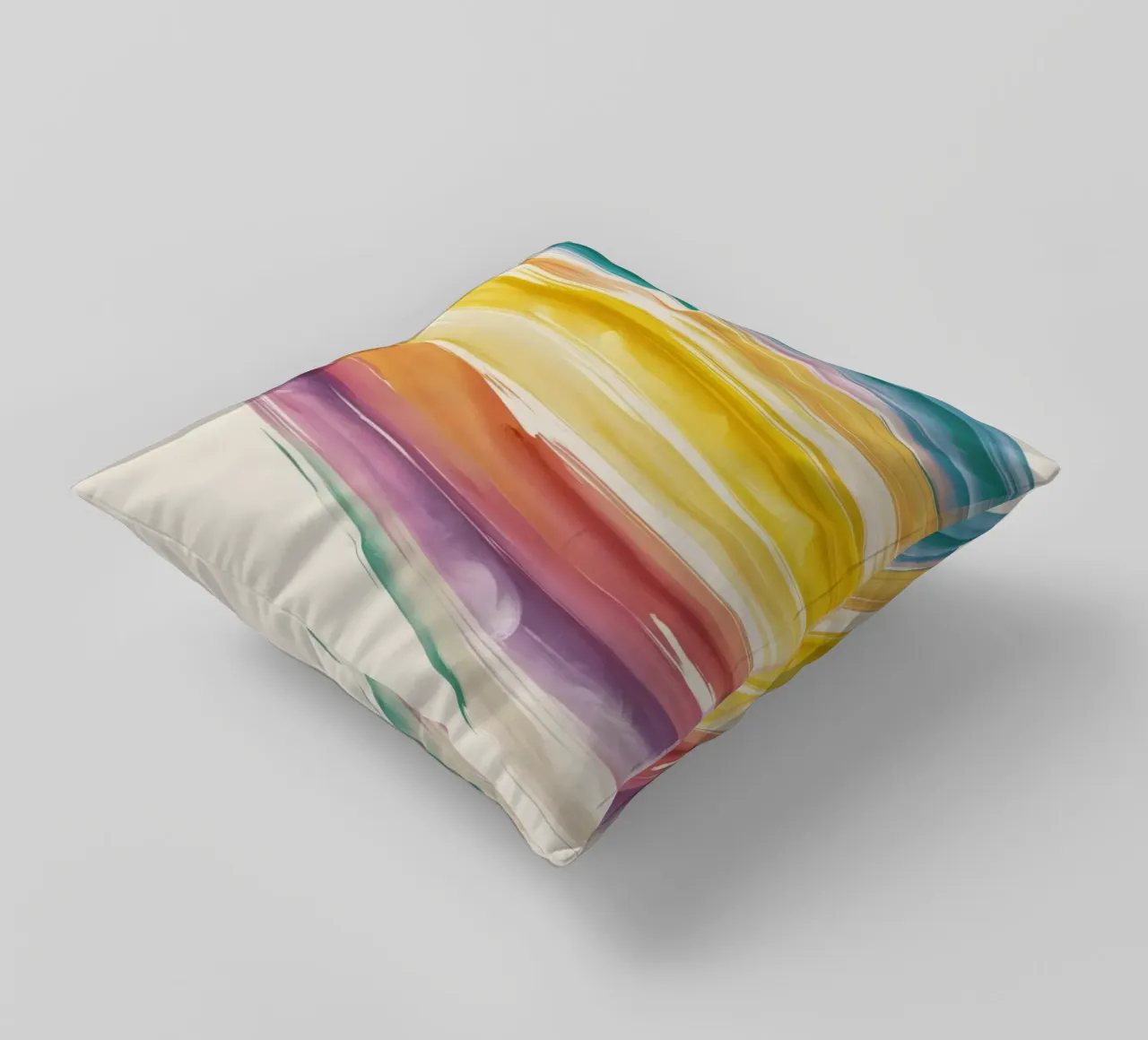 Onde colorate astratte ad acquerello dai toni caldi cuscino da DesignDoodle