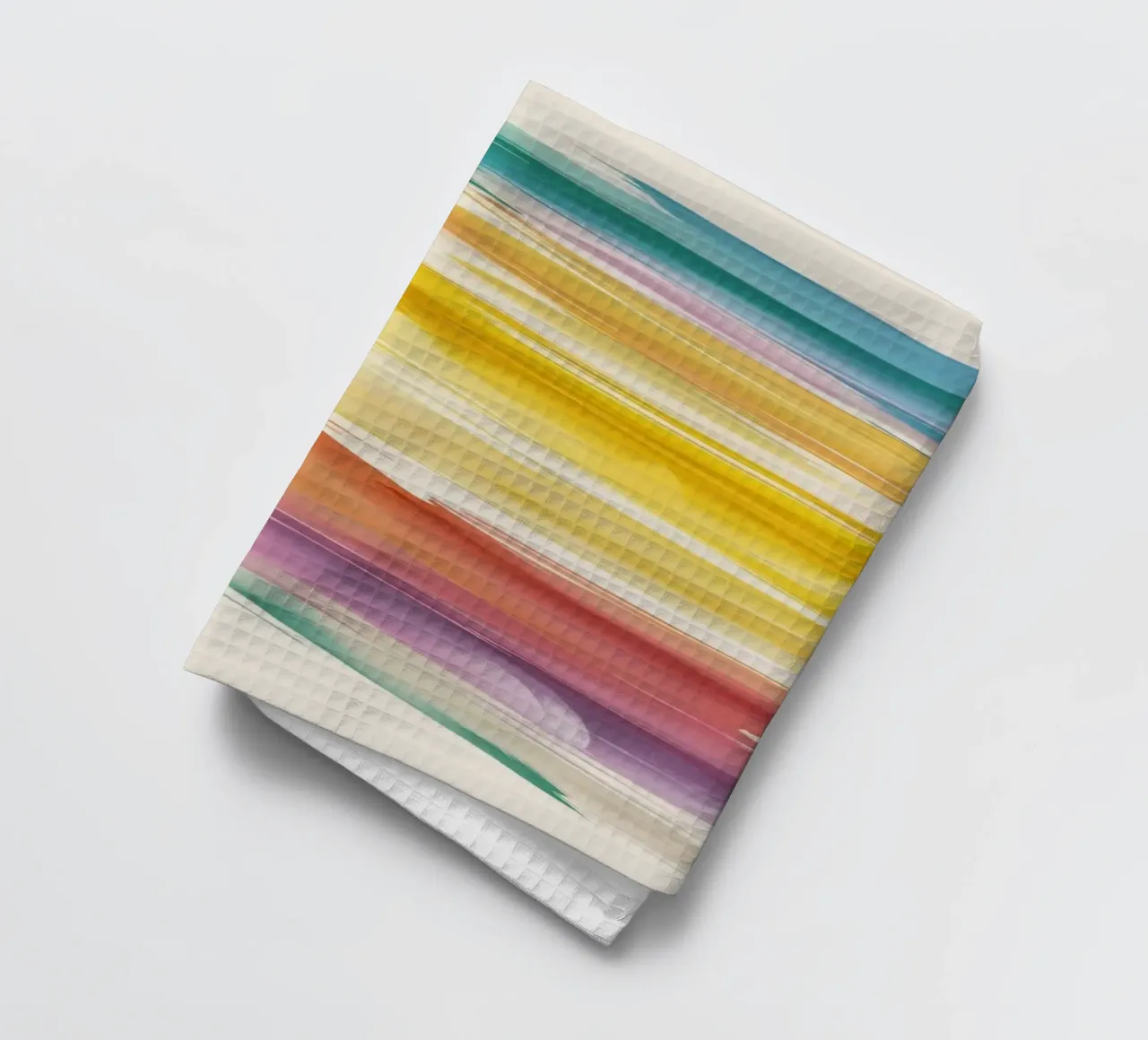 Vagues abstraites colorées en aquarelle dans des tons chauds torchon de DesignDoodle