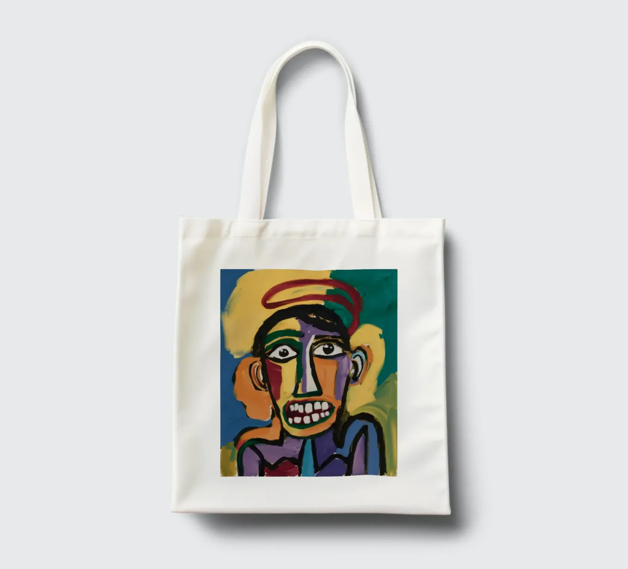 Ritratto astratto colorato borsa in juta da Muse Fragments