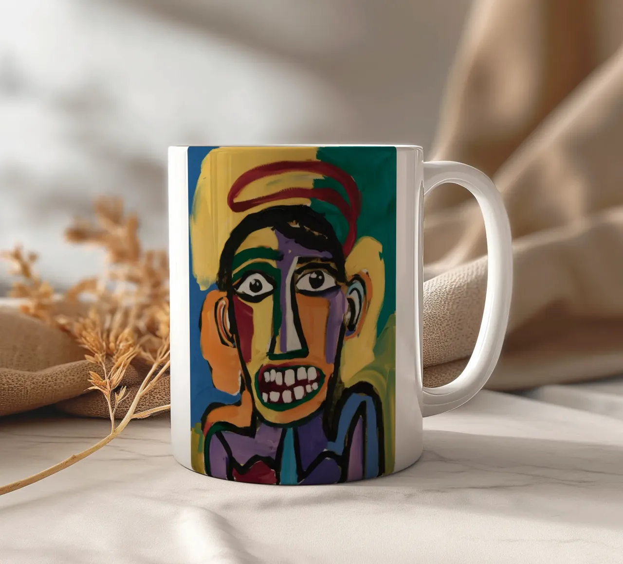 Portrait abstrait coloré mug en céramique de Muse Fragments