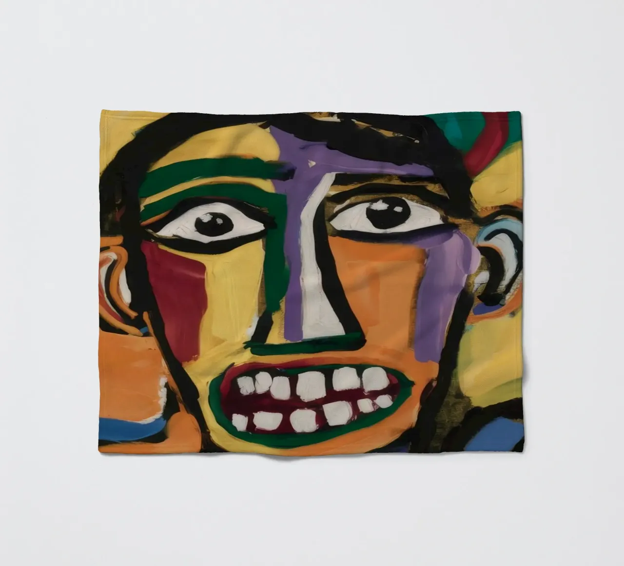 Colorful Abstract Portrait fleece blanket by Muse Fragments