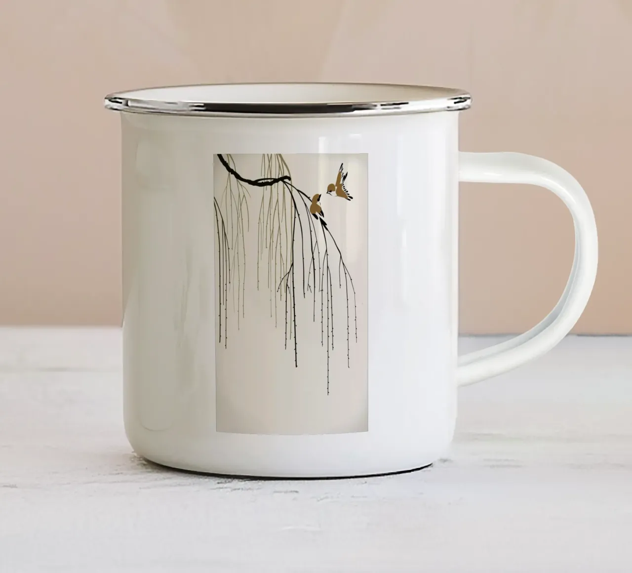 Two Little Birds emaille mok van Flora & Fauna