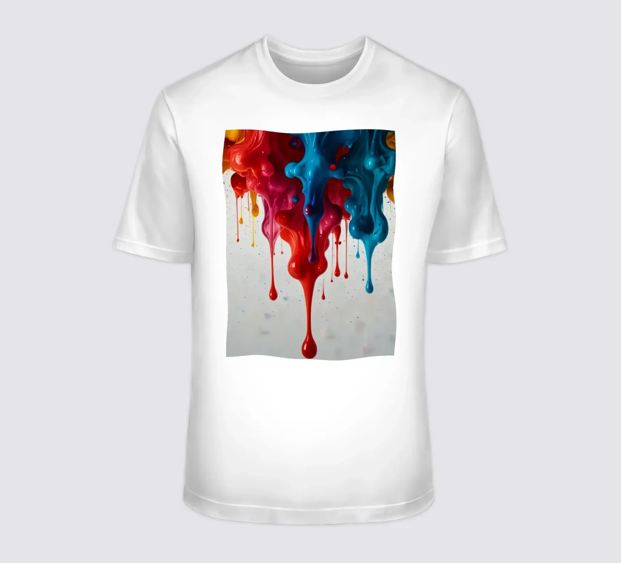 Vibrant paint drips cascading down a white surface creating t-shirt by DesignDoodle