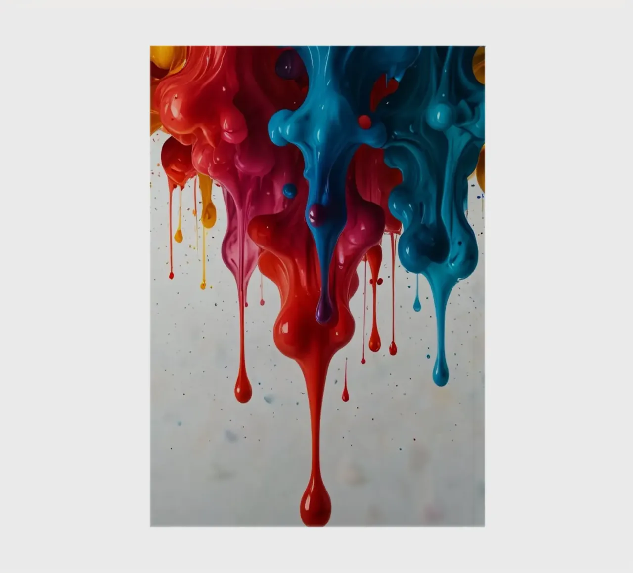 Vibrant paint drips cascading down a white surface creating notebook by DesignDoodle