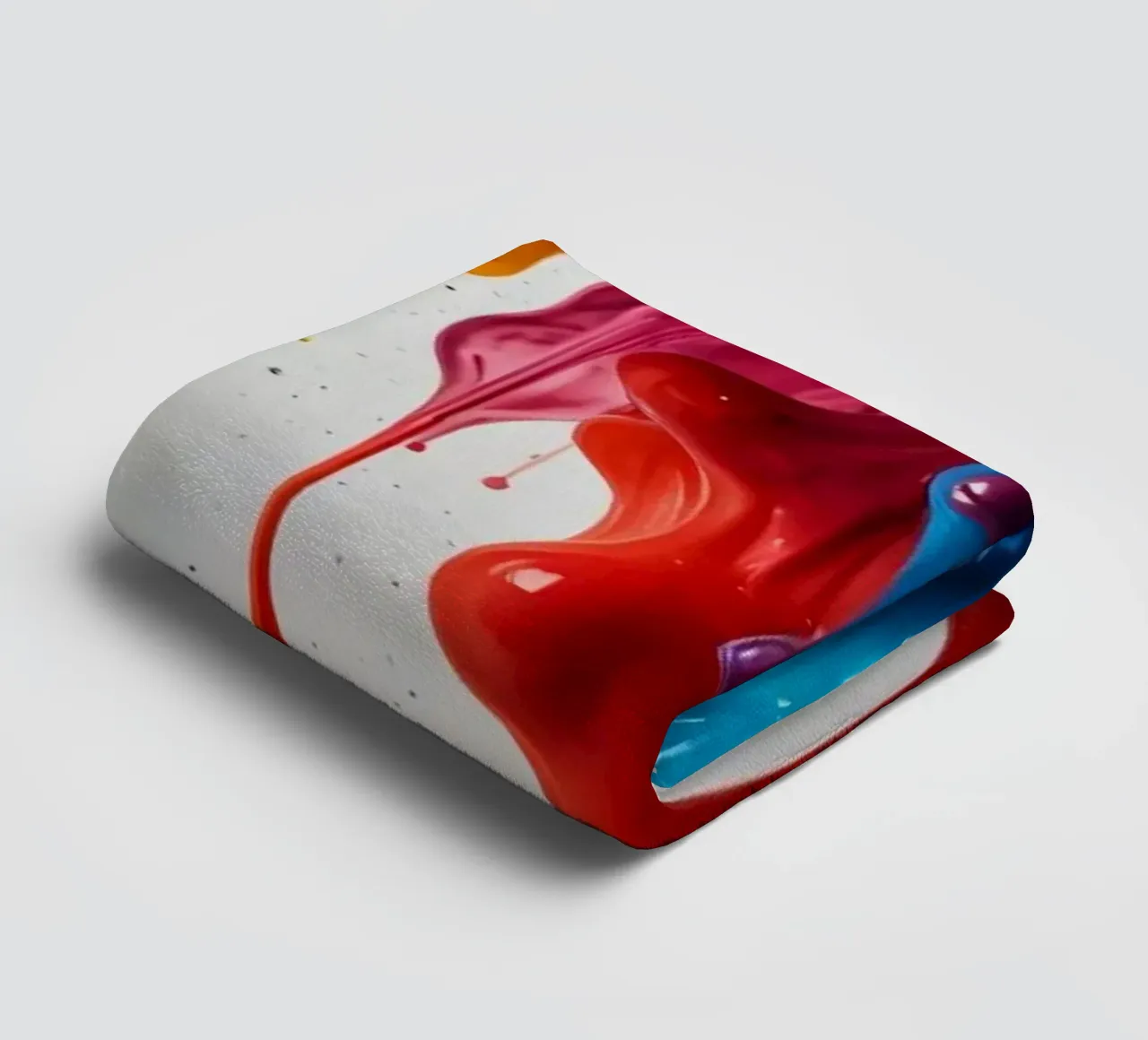 Vibrant paint drips cascading down a white surface creating towel by DesignDoodle