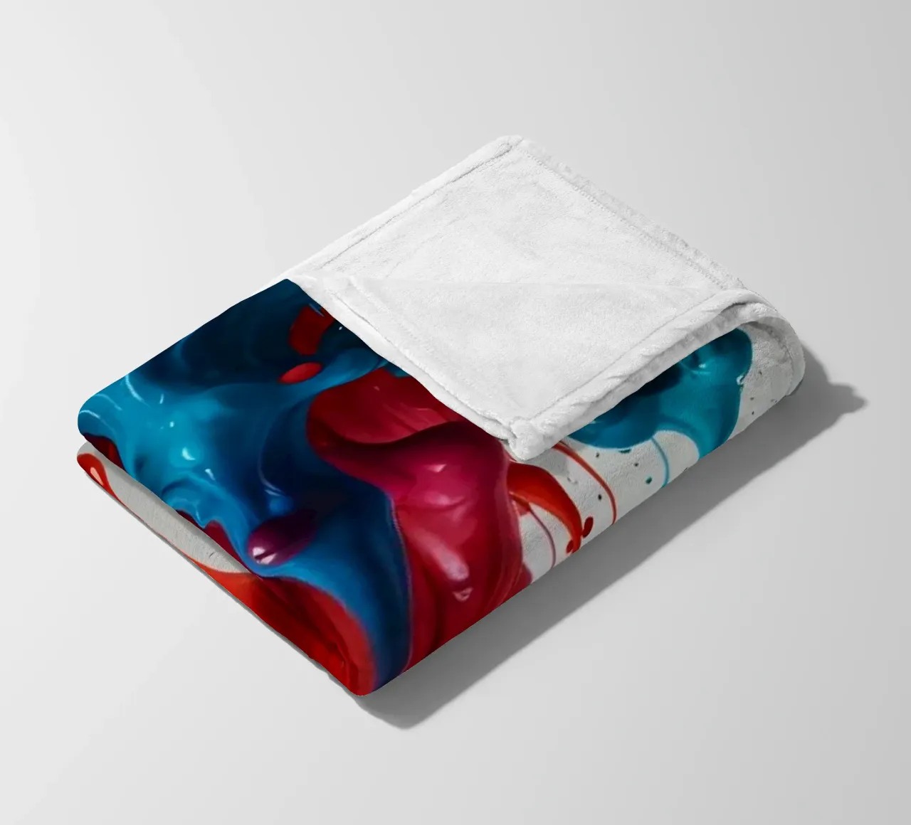 Vibrant paint drips cascading down a white surface creating fleece blanket by DesignDoodle