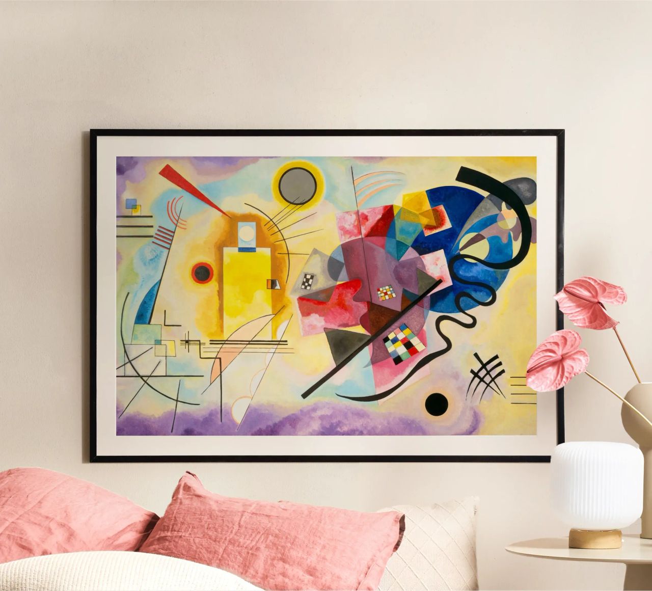 Geel-Rood-Blauw van Wassily Kandinsky poster van Venus Art