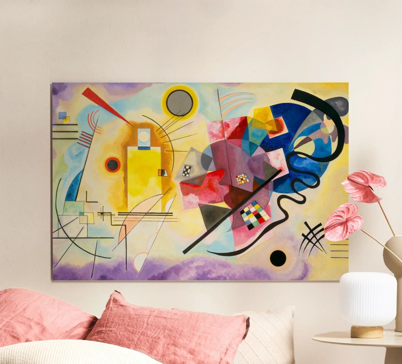Geel-Rood-Blauw van Wassily Kandinsky poster van Venus Art