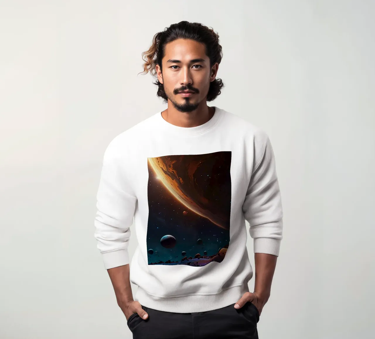 A mesmerizing view of a vibrant galaxy filled with stars sweatshirt by DesignDoodle