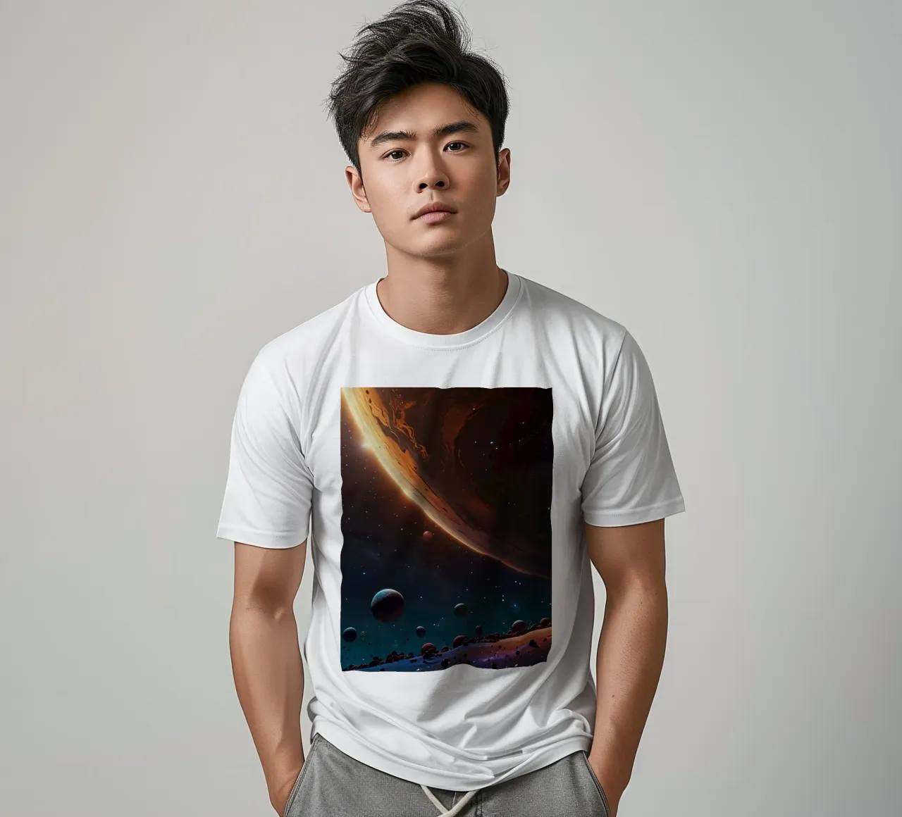 A mesmerizing view of a vibrant galaxy filled with stars t-shirt by DesignDoodle