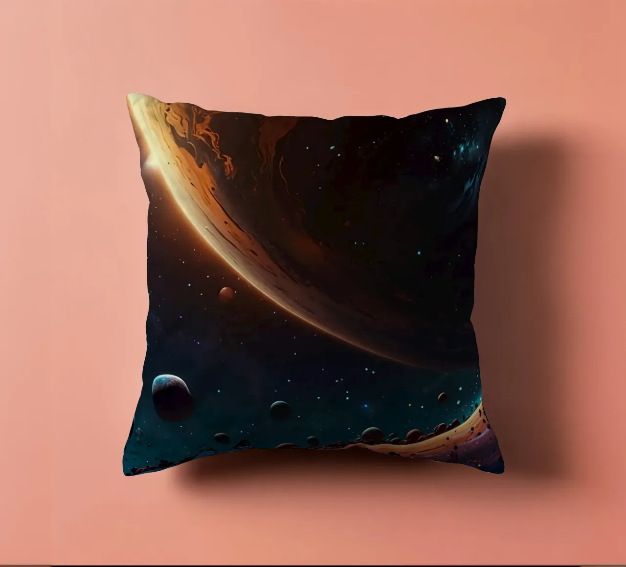 A mesmerizing view of a vibrant galaxy filled with stars decorative cushion by DesignDoodle
