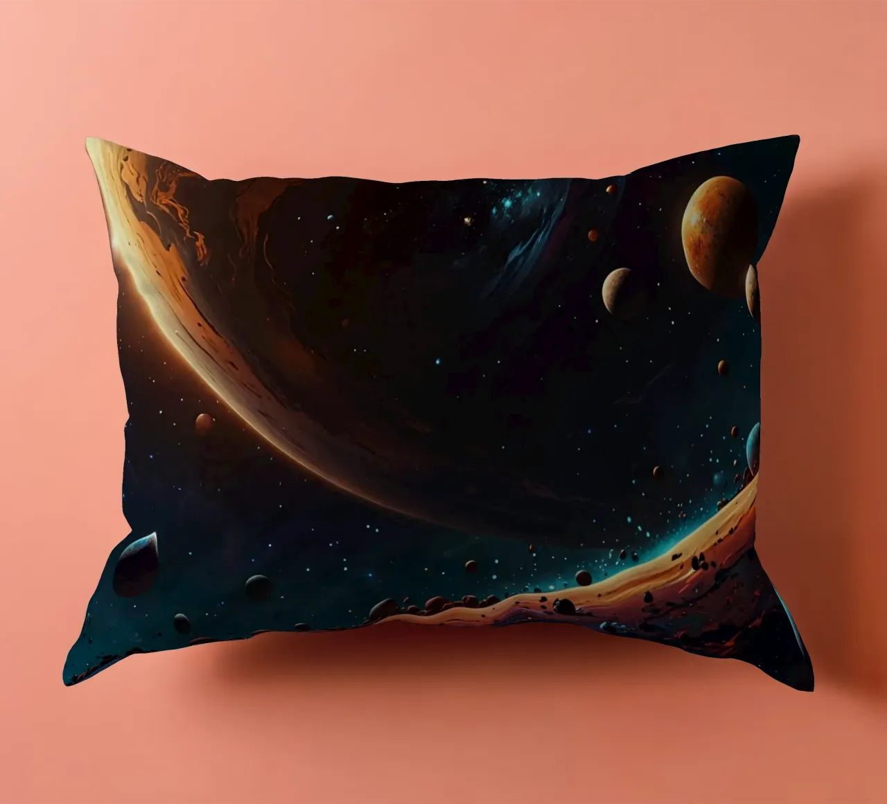 A mesmerizing view of a vibrant galaxy filled with stars decorative cushion by DesignDoodle