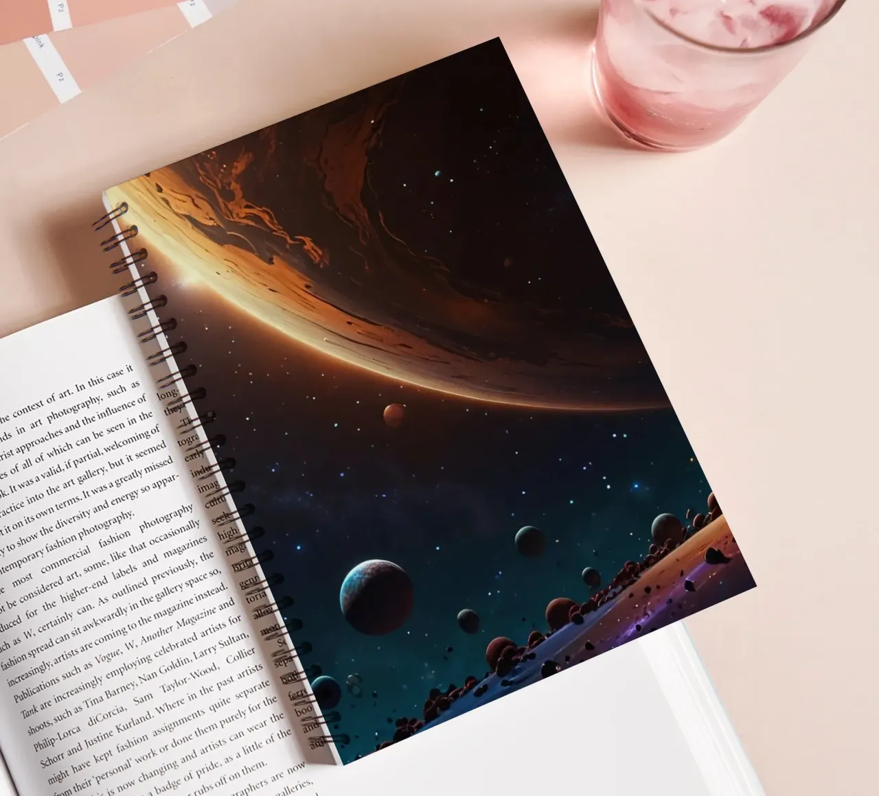 A mesmerizing view of a vibrant galaxy filled with stars spiral notebook by DesignDoodle