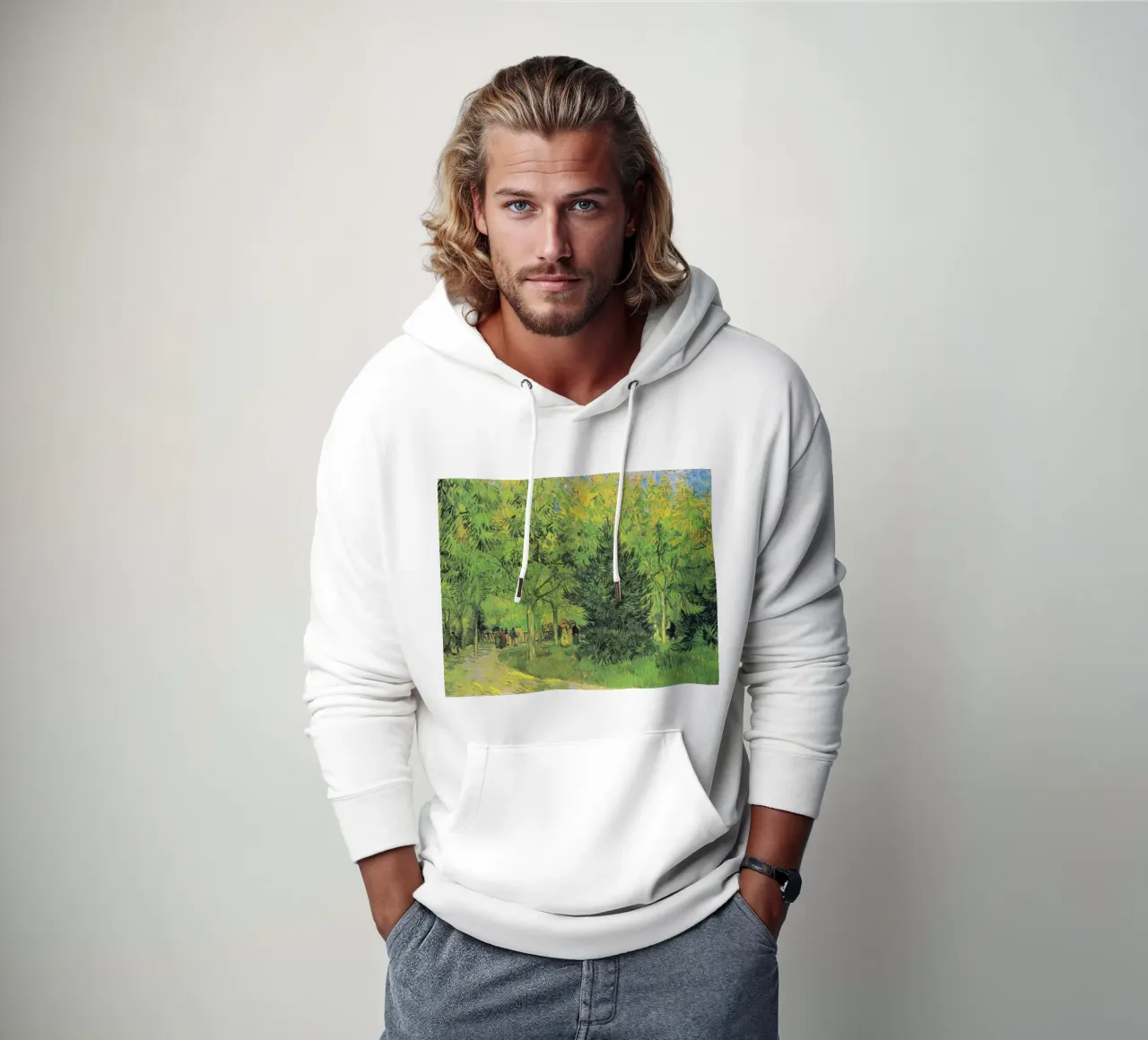 Il sentiero di Vincent van Gogh nel parco di Arles con i camminatori felpa con cappuccio da Van Gogh Prints