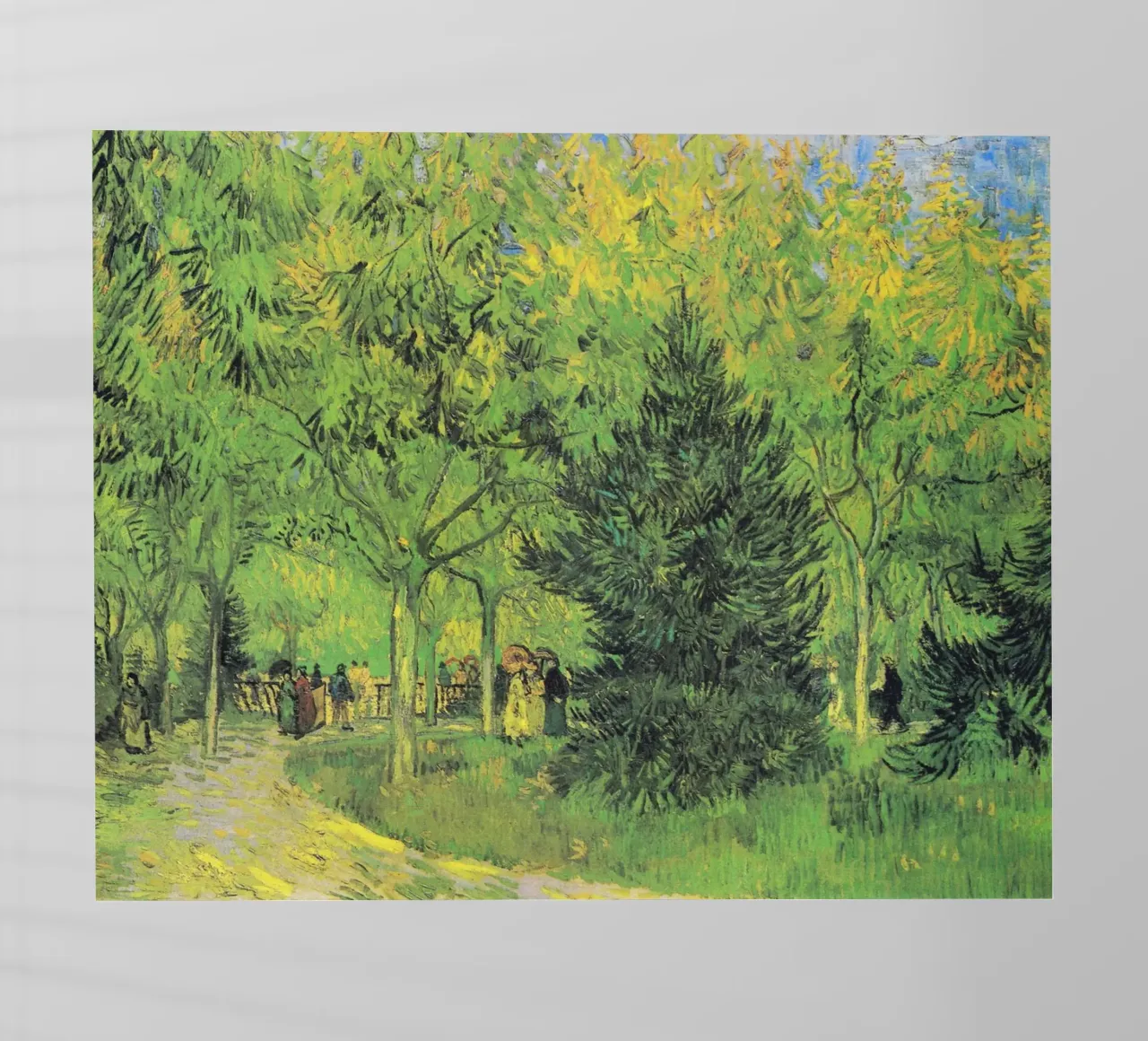 Il sentiero di Vincent van Gogh nel parco di Arles con i camminatori pellicola backlit da Van Gogh Prints