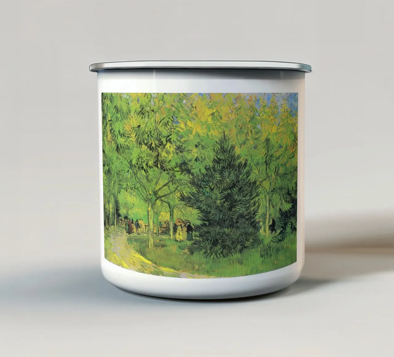 Il sentiero di Vincent van Gogh nel parco di Arles con i camminatori tazza in smalto da Van Gogh Prints