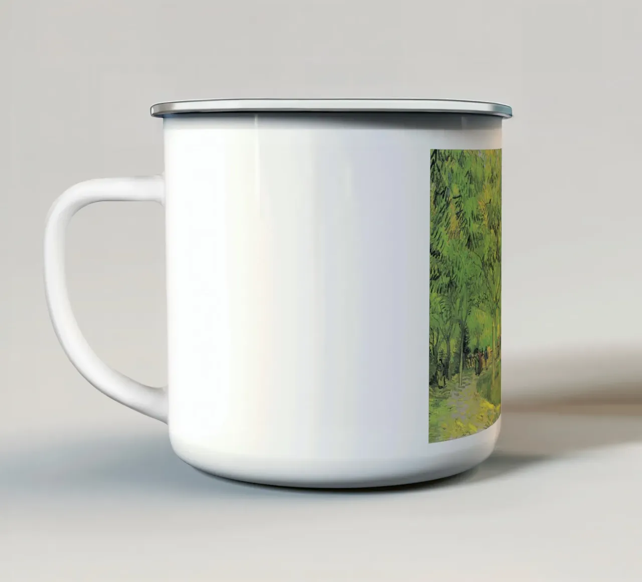 Il sentiero di Vincent van Gogh nel parco di Arles con i camminatori tazza in smalto da Van Gogh Prints
