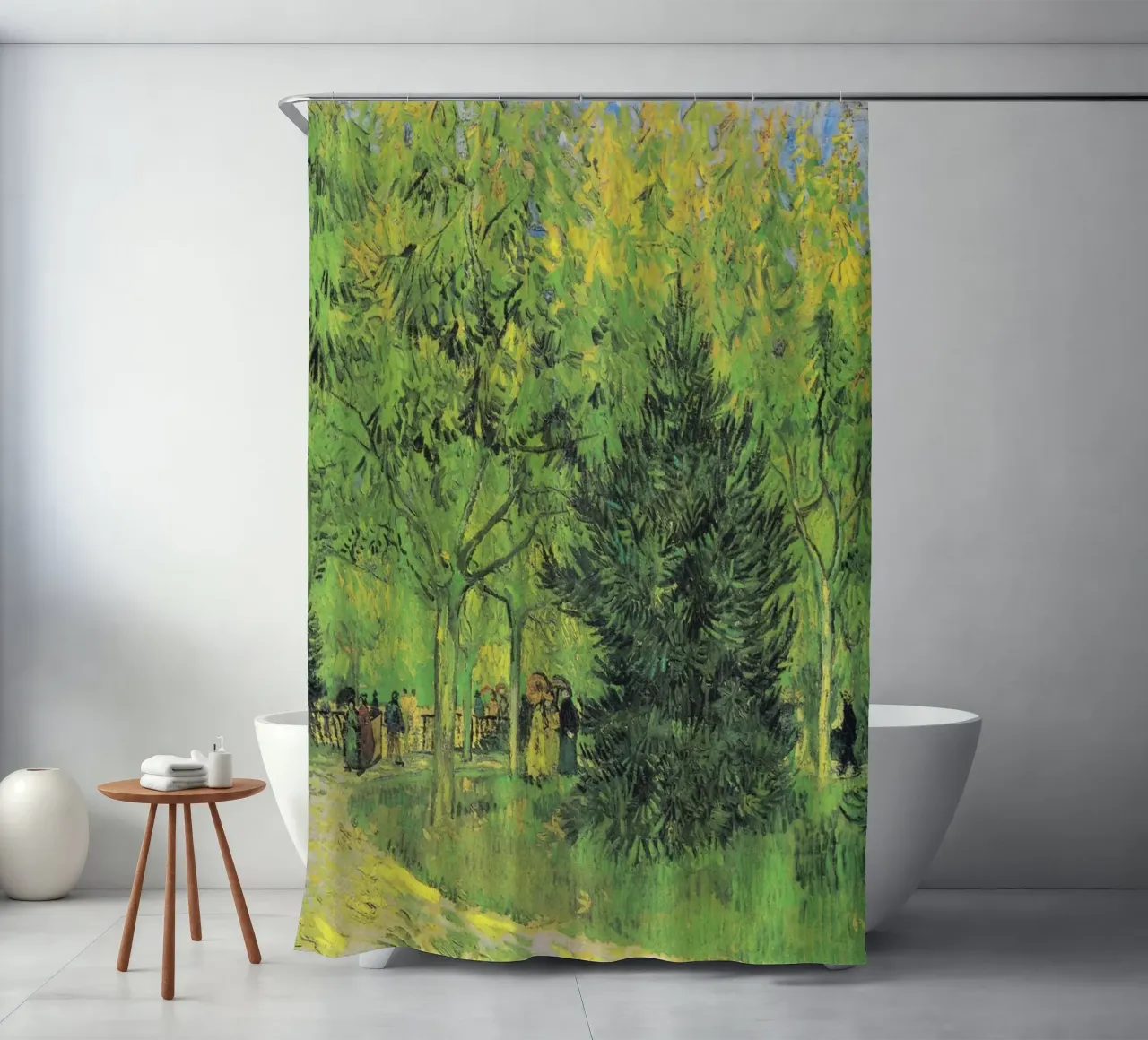 Il sentiero di Vincent van Gogh nel parco di Arles con i camminatori tenda da doccia da Van Gogh Prints